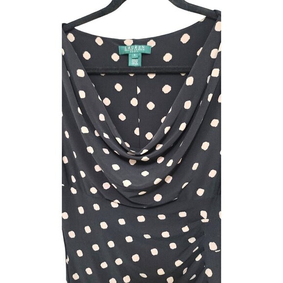 Ralph Lauren Polka Dot Dress With Cowl Neck & Half Sleeves Size 6 - Picture 7 of 12